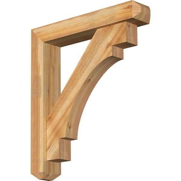 Ekena Millwork Merced Craftsman Rough Sawn Bracket w/ Offset Brace, Western Red Cedar, 6"W x 32"D x 36"H BKT0604X32X36MRC04RWR - main